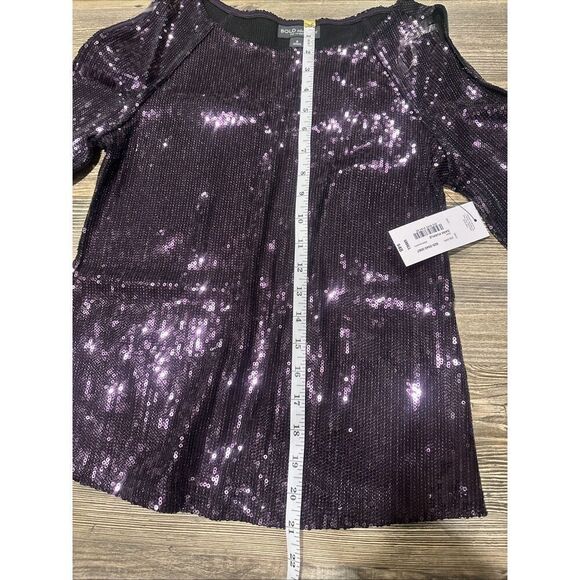 Bold Elements Size Small Purple Sequined Arm Cutout Blouse Top. NWT. Z - Picture 8 of 8